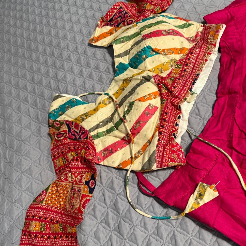 Colorful Striped and Patterned Blouse